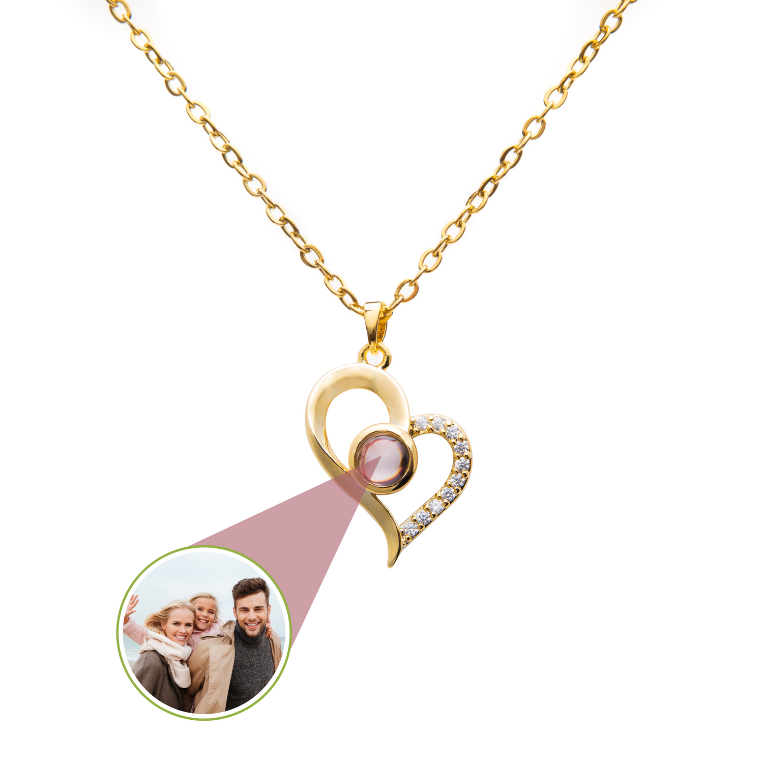 Pendentif Projection Photo Coeur Strass
