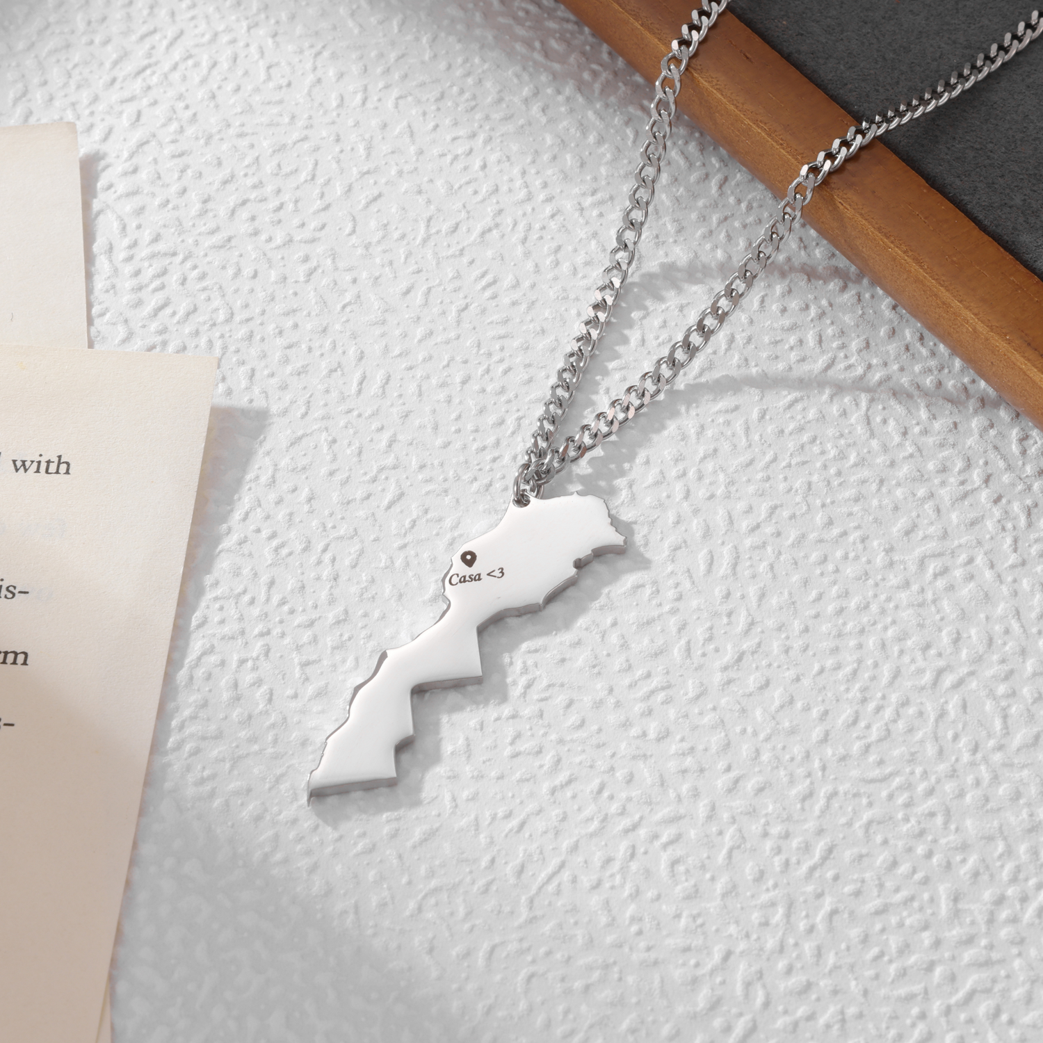 Collier Homme Carte Personnalisée