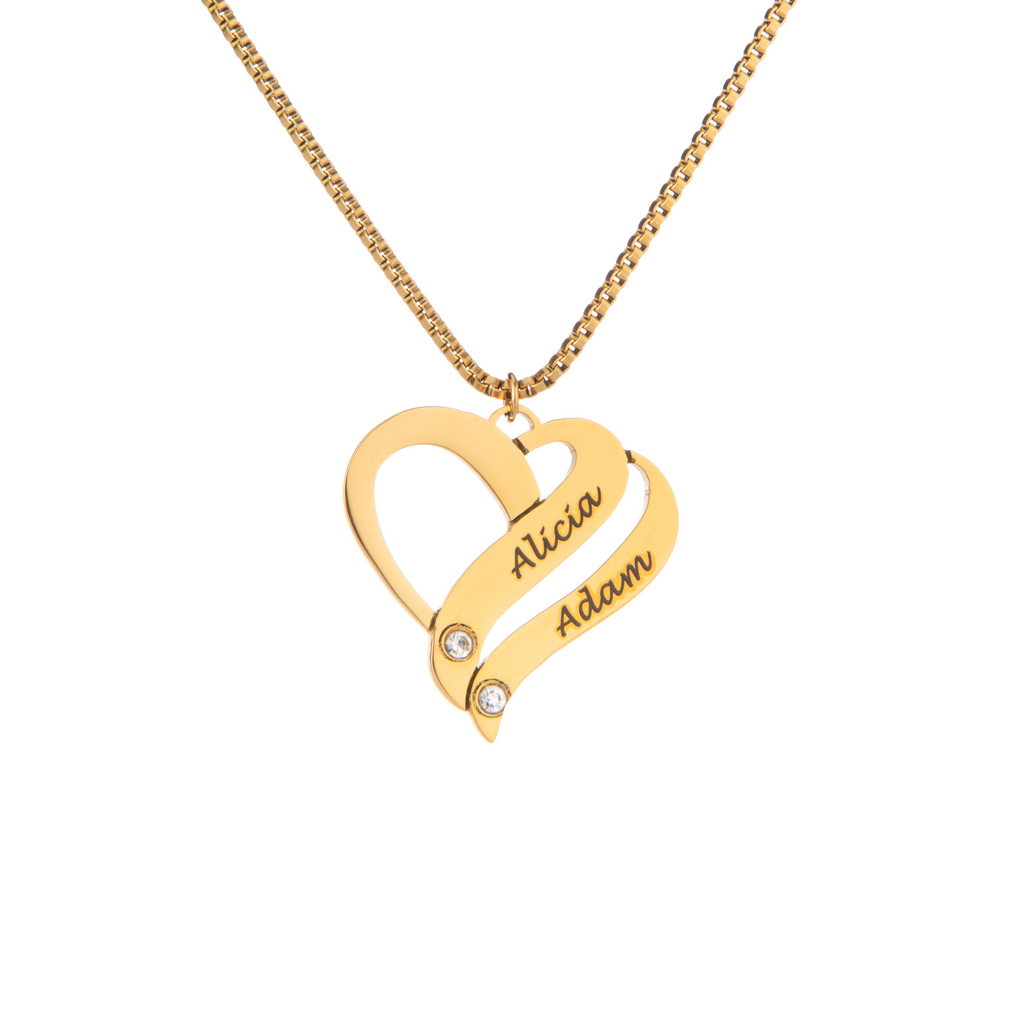 Collier Cœur Entrelacé Personnalisé avec Pierres en Cristal