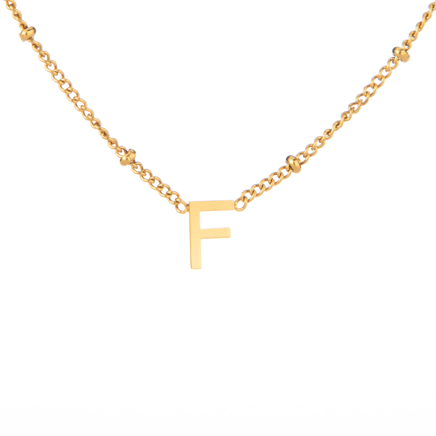 Collier Initiale Minimaliste avec Chaîne Perlée