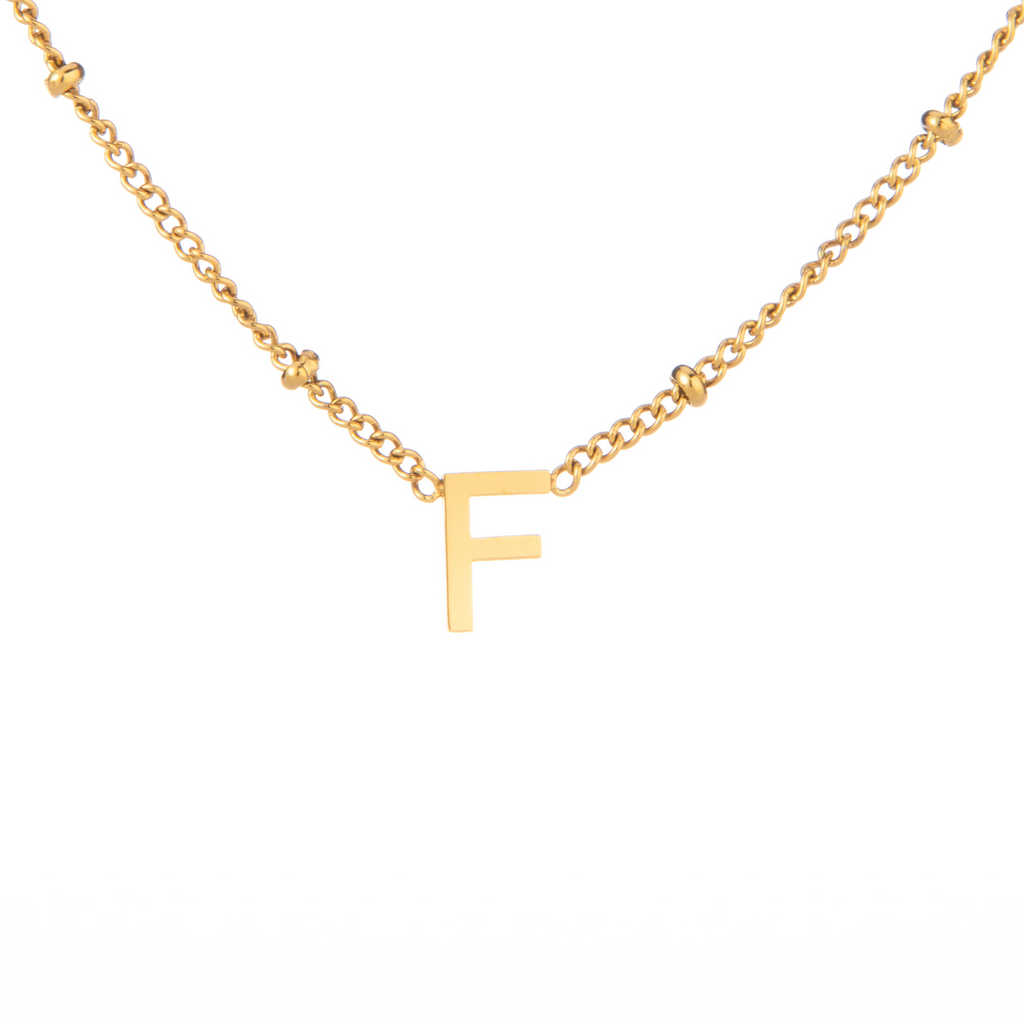 Collier Initiale Minimaliste avec Chaîne Perlée