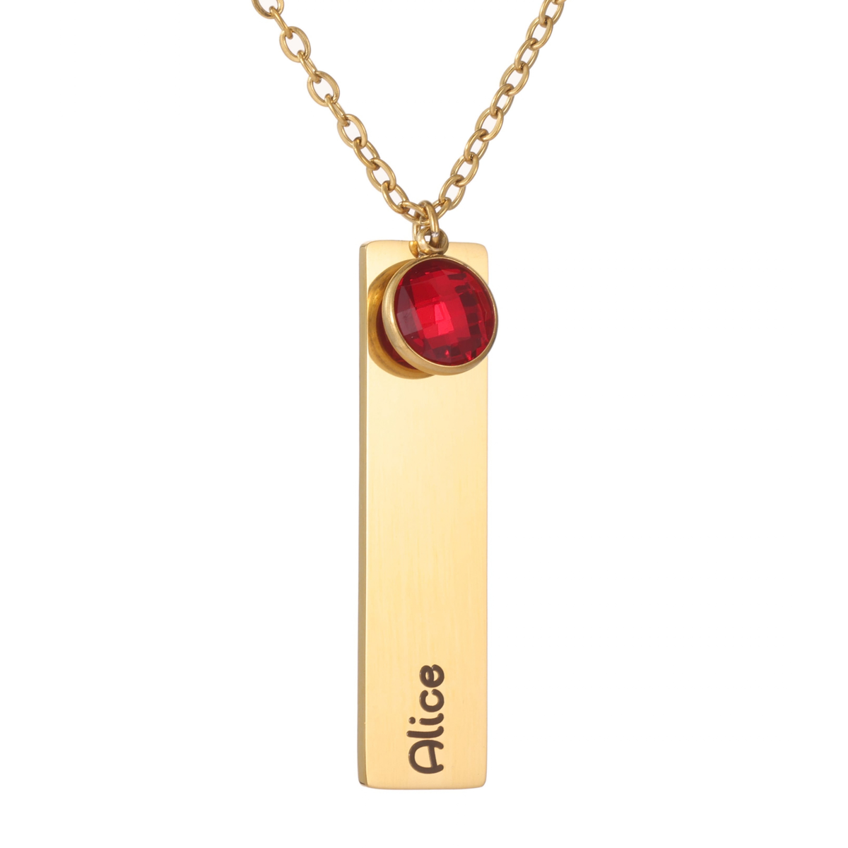 Collier Barre Prénom & Pierre de Naissance Enfant