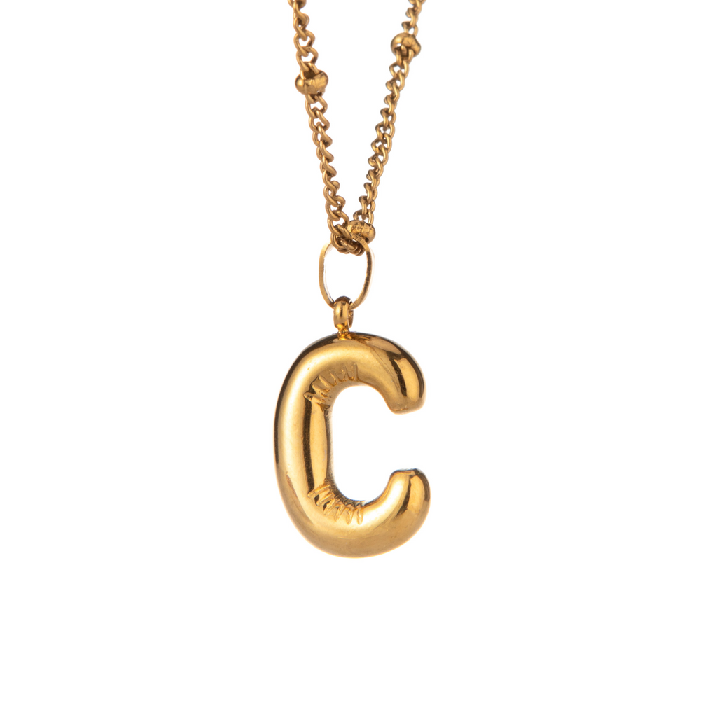 Collier Initiale Lettres Bombées avec Chaîne Perlée