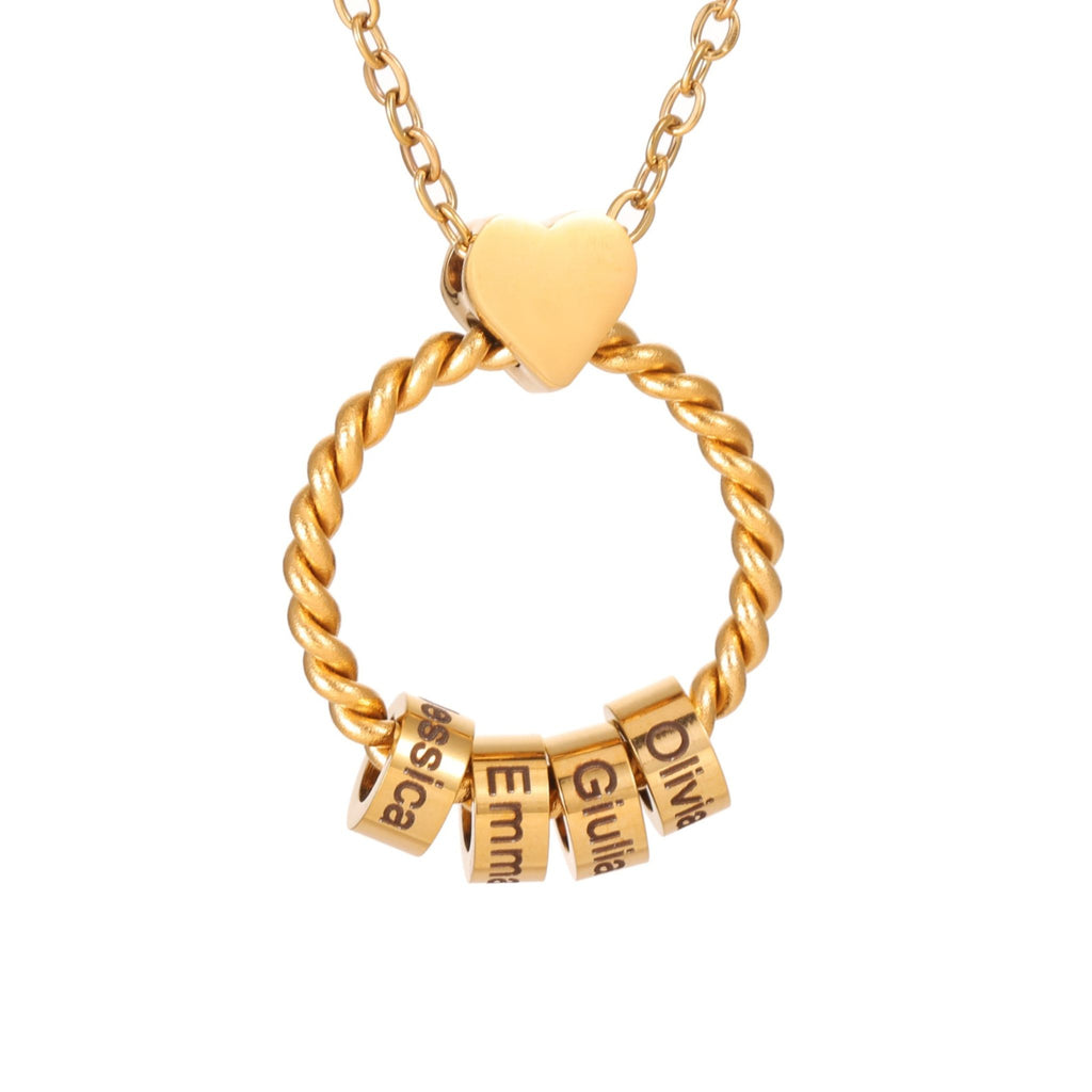Collier Cercle du Cœur Personnalisé – Jusqu’à 4 Prénoms Gravés