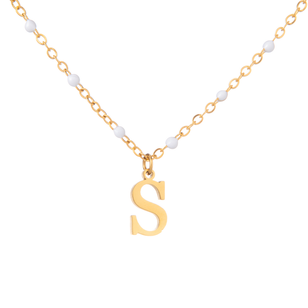 Collier Initiale Personnalisé avec Chaîne Perlée