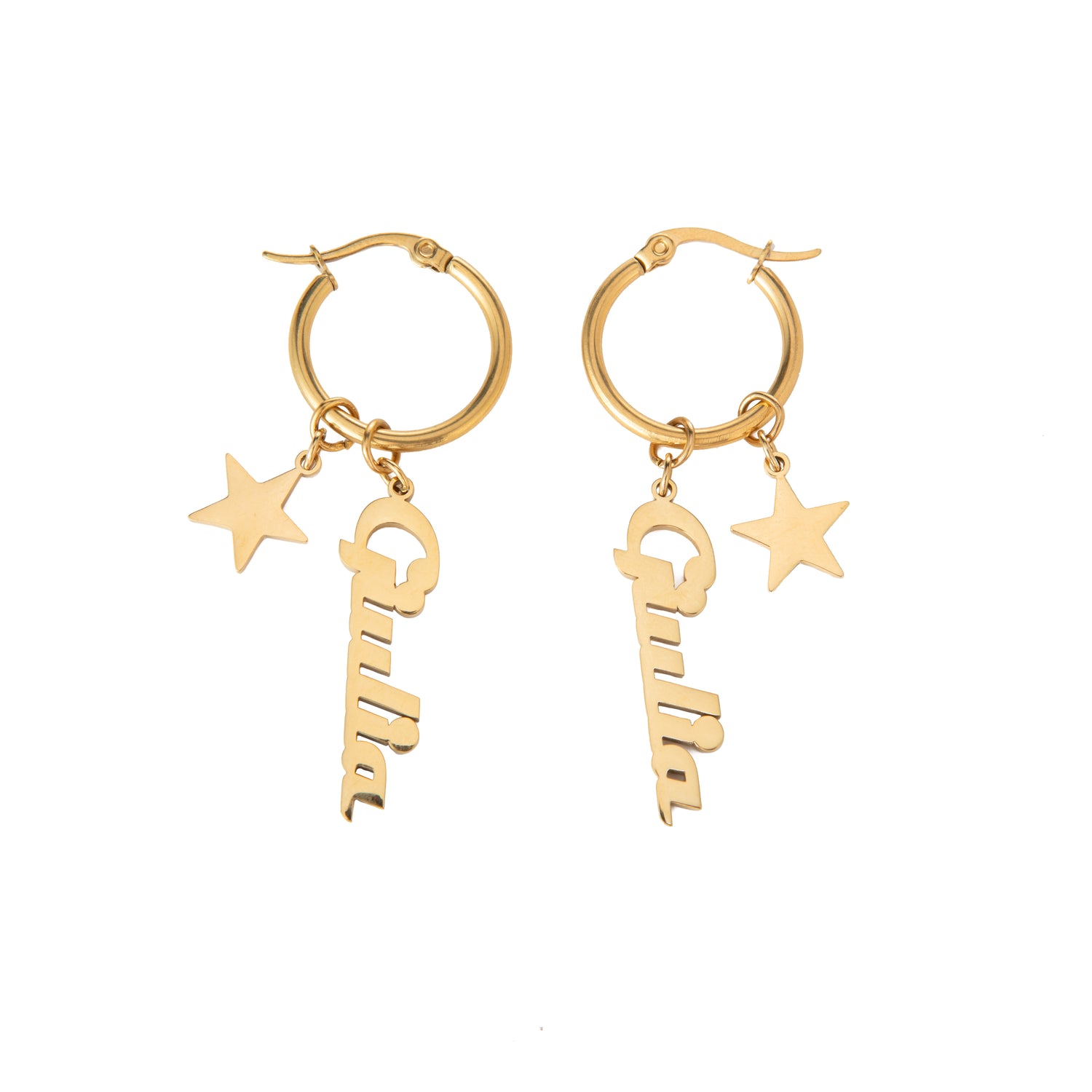 Boucles d’Oreilles Créoles Prénom avec Étoile