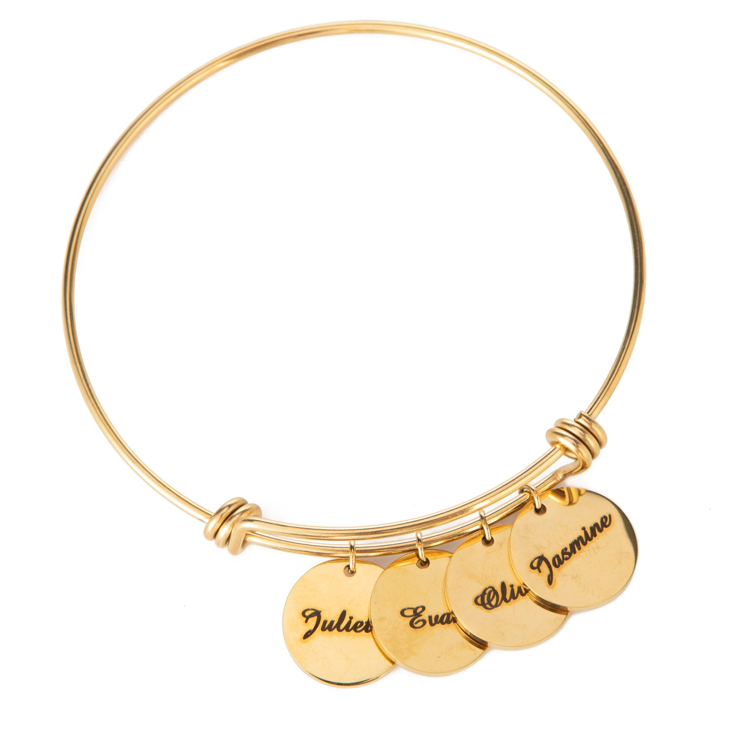 Bracelet Jonc Personnalisé avec 2 à 4 Pendentifs Gravés