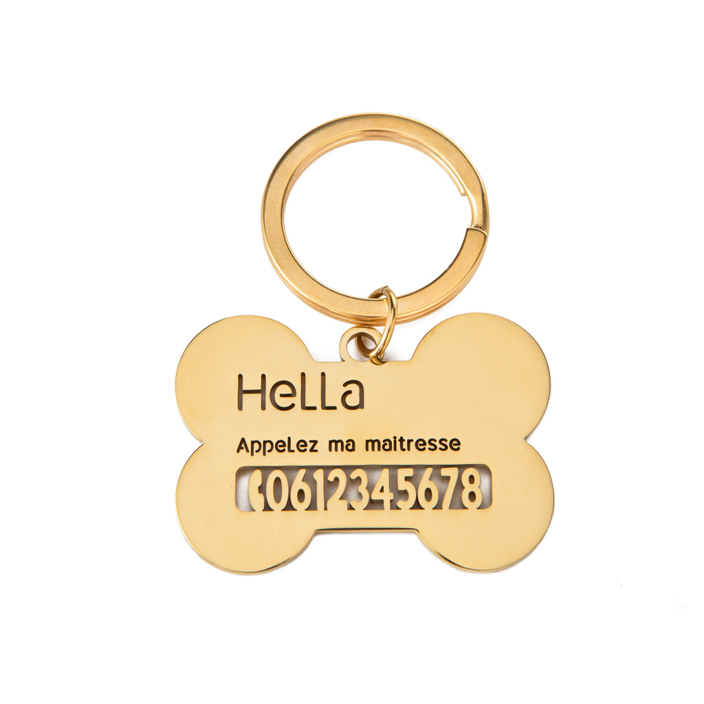 Médaille d’Identification Personnalisée pour Chien – Forme Os