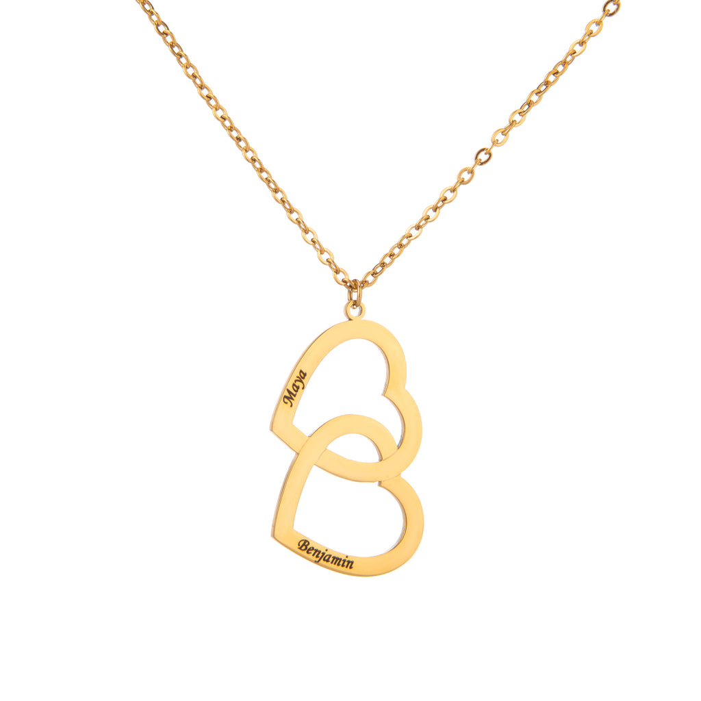 Collier Double Coeur Personnalisé Deux Prénoms