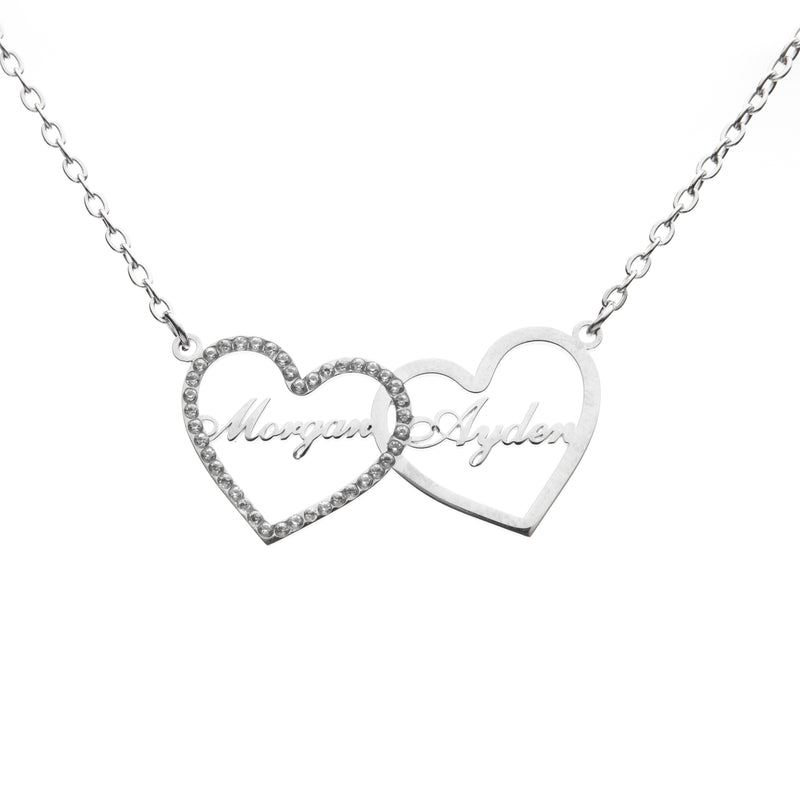 Collier Double Coeur Strass