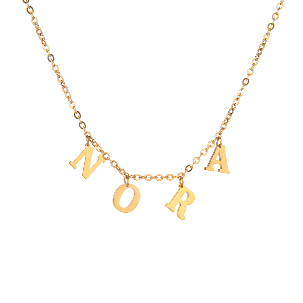 Collier Personnalisé Prénom Initiale Bulle Plaqué Or 18K - Bijou Lettre A-Z Femme Fille