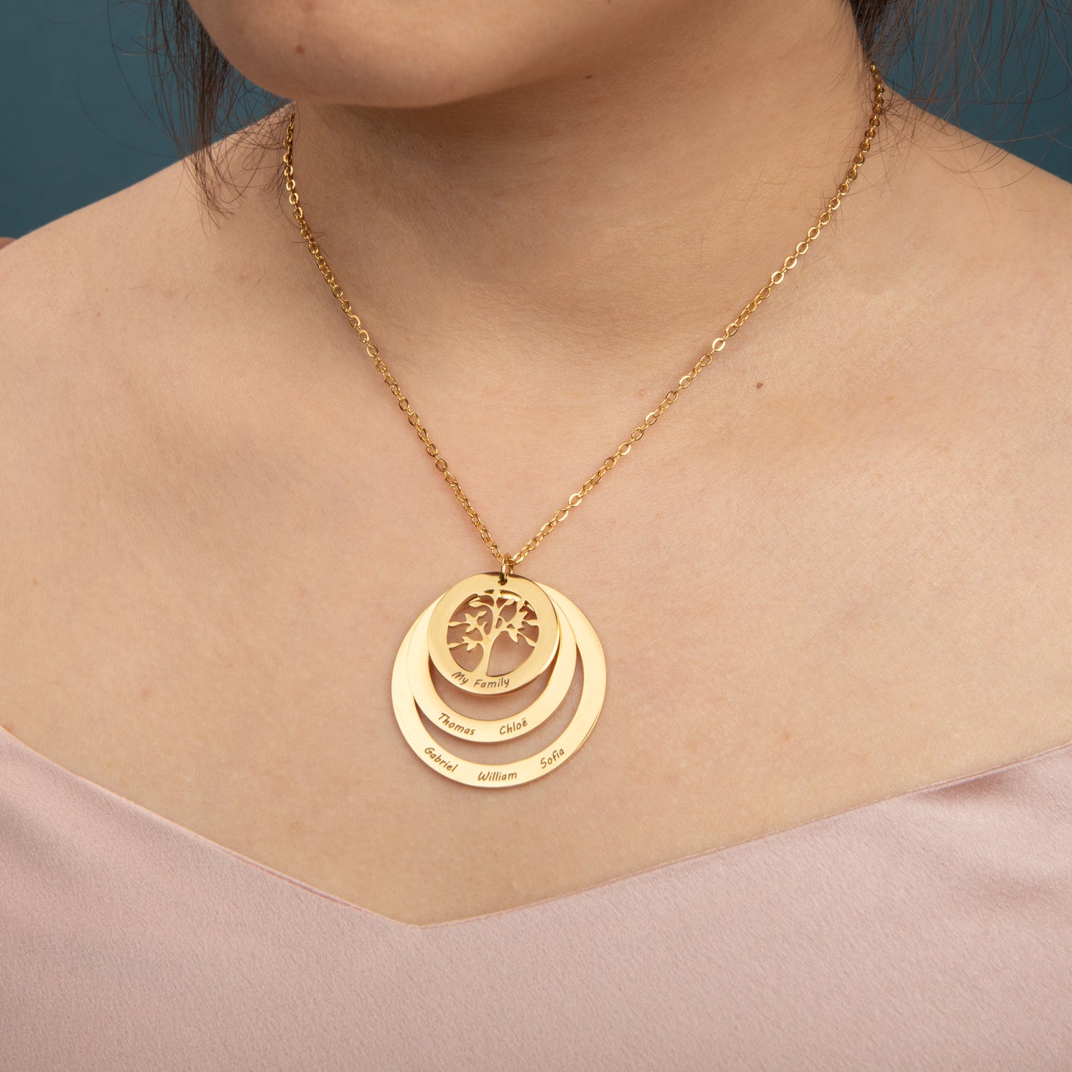Collier Cercle Arbre de Famille Personnalisé