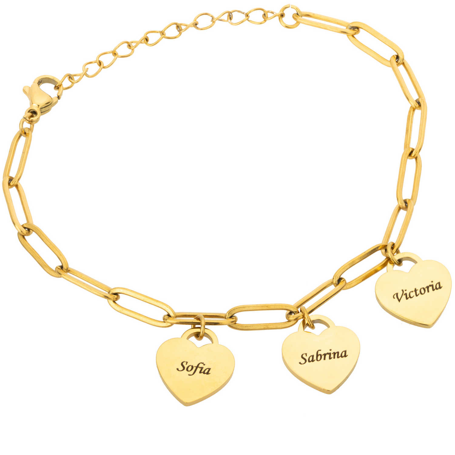 Bracelet Prénom Personnalisé à Cœurs Multiples