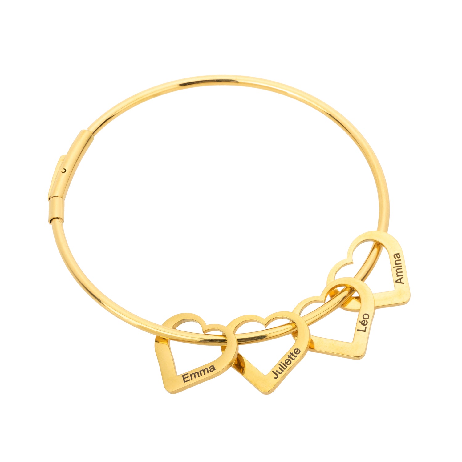 Bracelet Bangle Personnalisé avec Cœurs