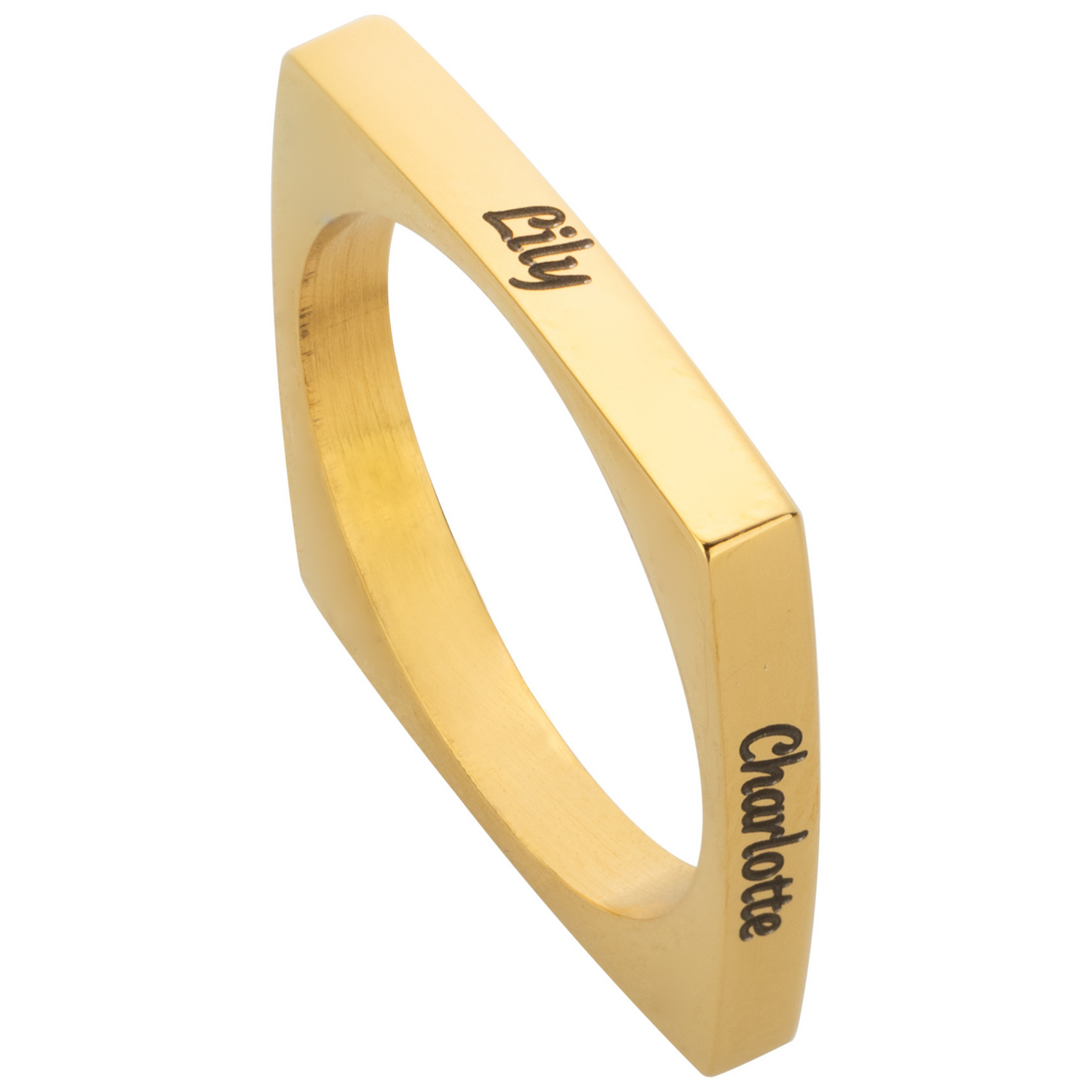Bague Personnalisée Carrée 4 Prénoms