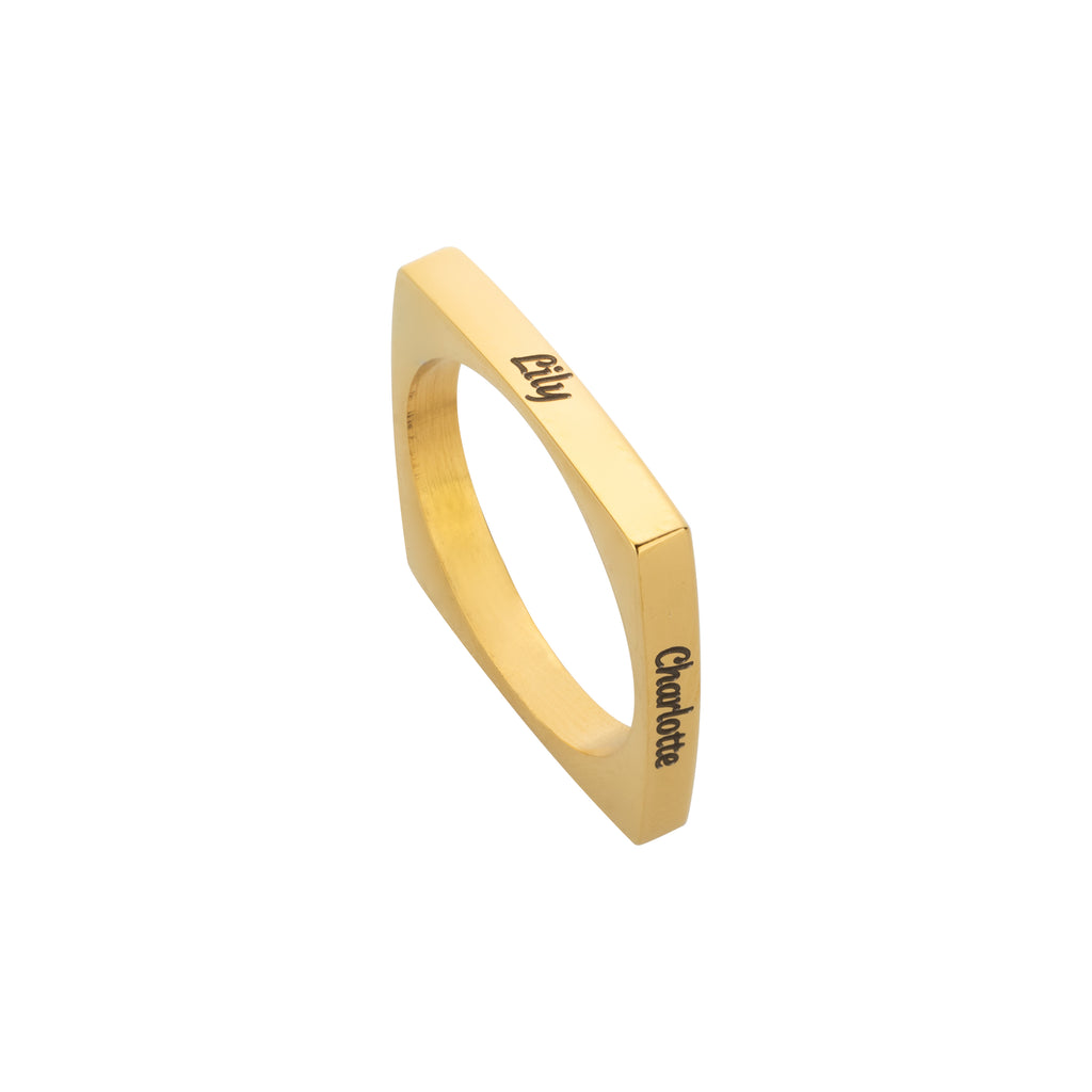 Bague Personnalisée Carrée 4 Prénoms