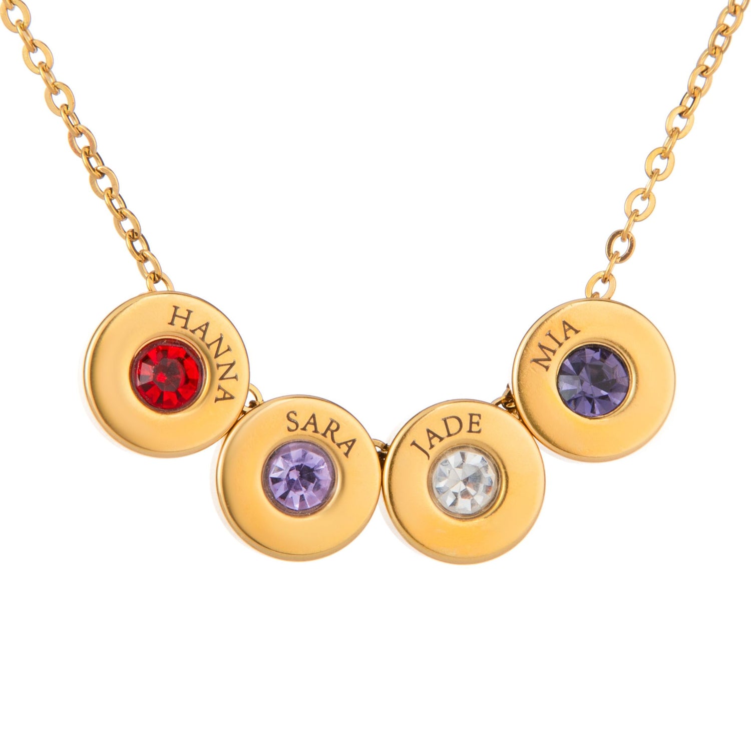 Collier Perles Gravées avec Prénoms & Pierres de Naissance