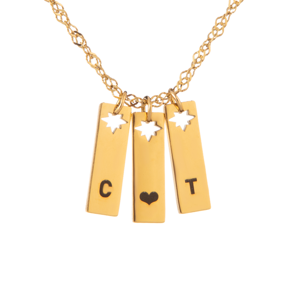 Collier Initiales avec Étoile Gravée
