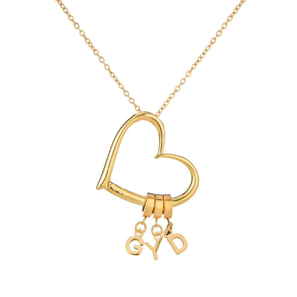 Collier Cœur Ouvert Personnalisé avec 1 à 4 Initiales
