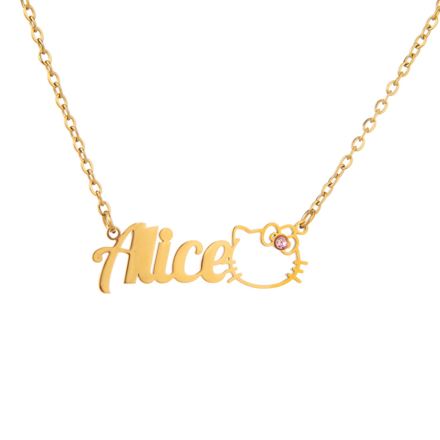 Collier Prénom Personnalisé Chat & Pierre