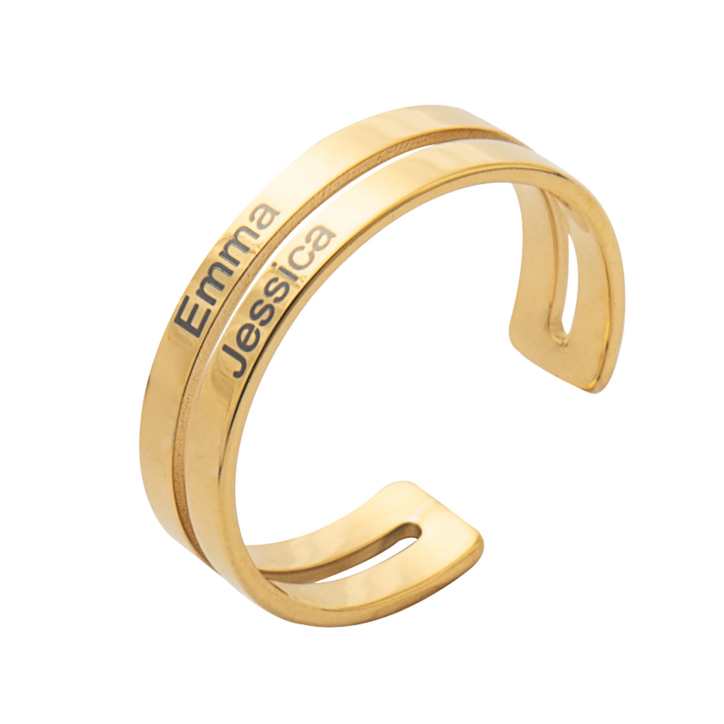 Bague Ouverte Personnalisée avec Deux Prénoms