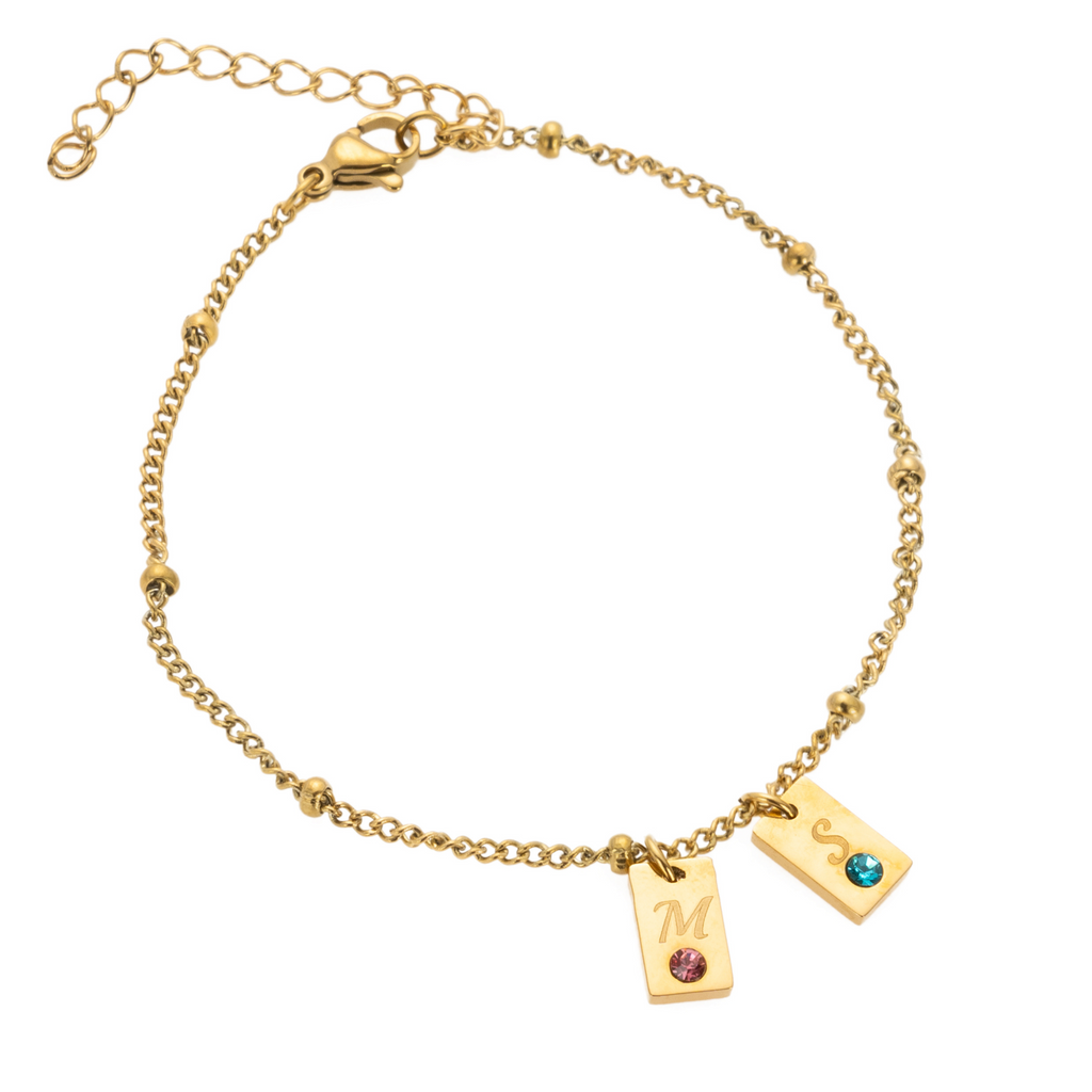 Bracelet Pendentifs Initiales & Pierres Personnalisé