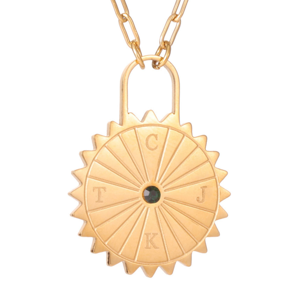 Collier Cadenas Soleil Personnalisé avec Initiales & Pierre