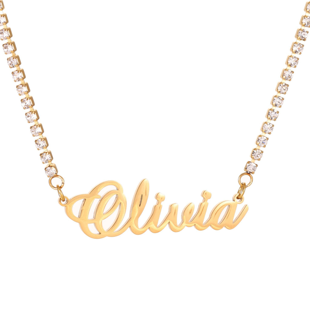 Collier Tennis Prénom Étincelant Personnalisé