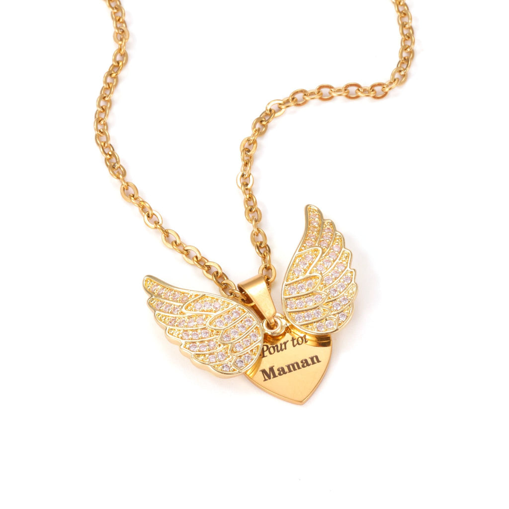 Collier Ange Ailes Message Caché Personnalisé