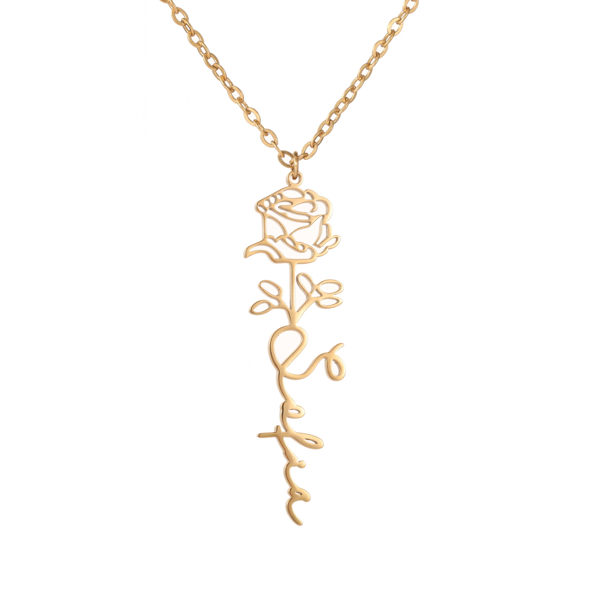 Collier Prénom Rose Enfant Personnalisé