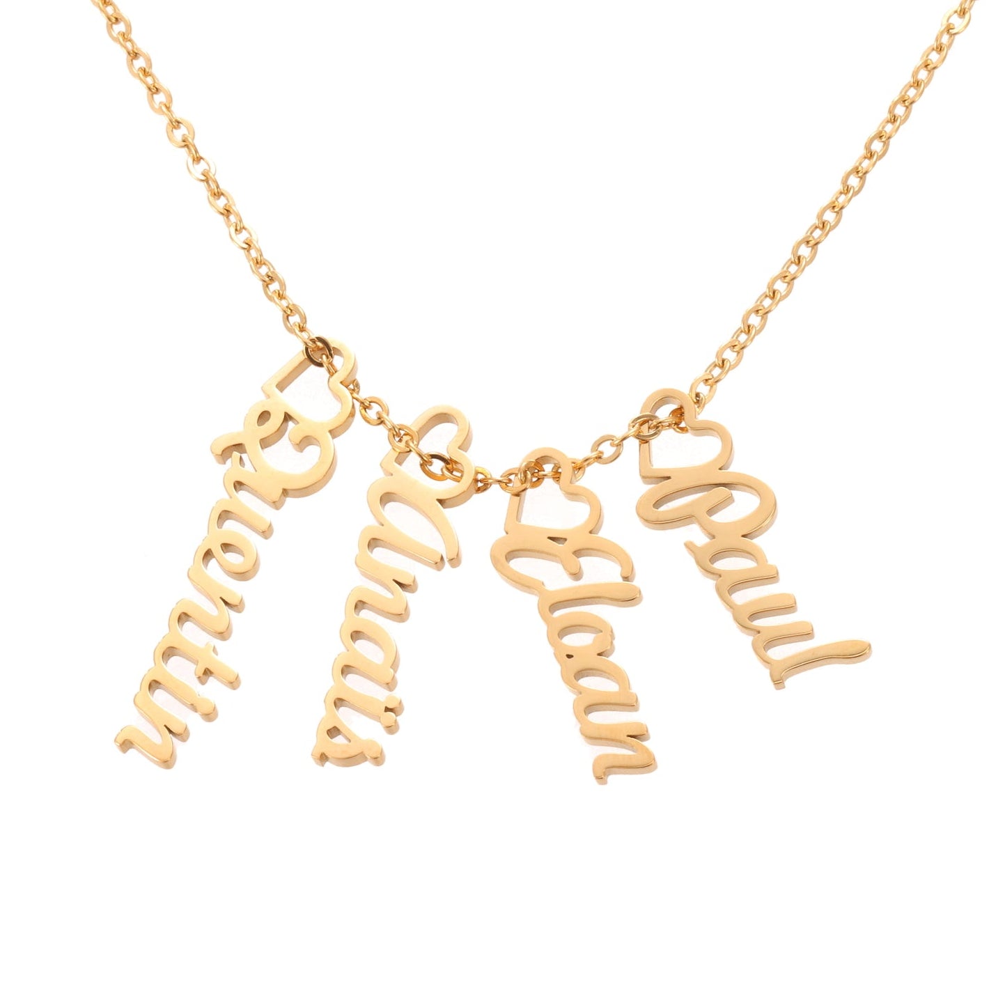 Collier Prénoms Multiples Pendants Charm Coeur