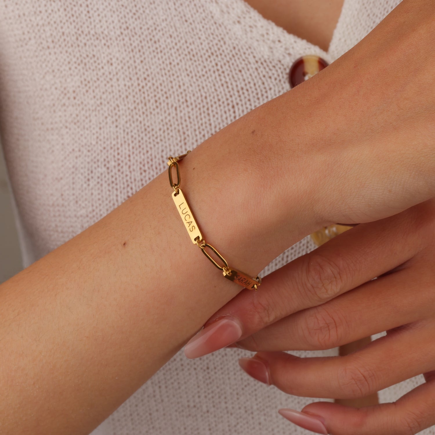 Bracelet Barre Personnalisée Chaîne Maille