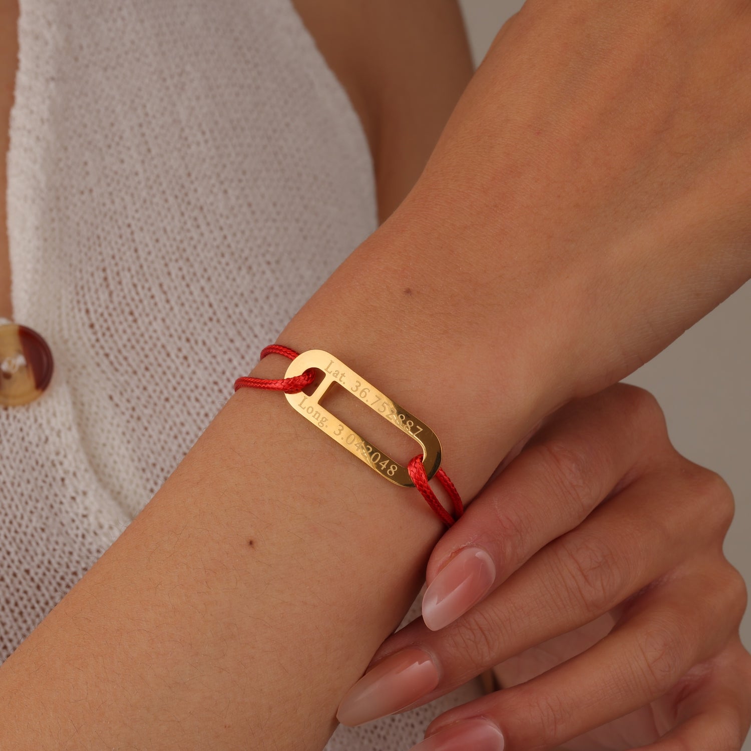 Bracelet Cordon Coordonnées Personnalisé