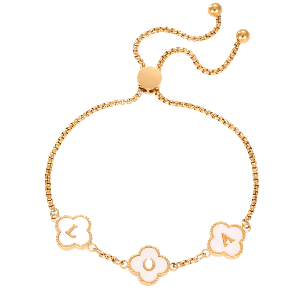 Bracelet Femme Trèfle Initiales Personnalisé