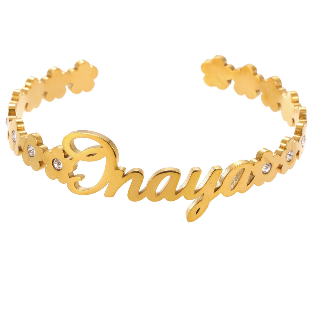 Bracelet Jonc Ouvert Prénom Cristal Personnalisé