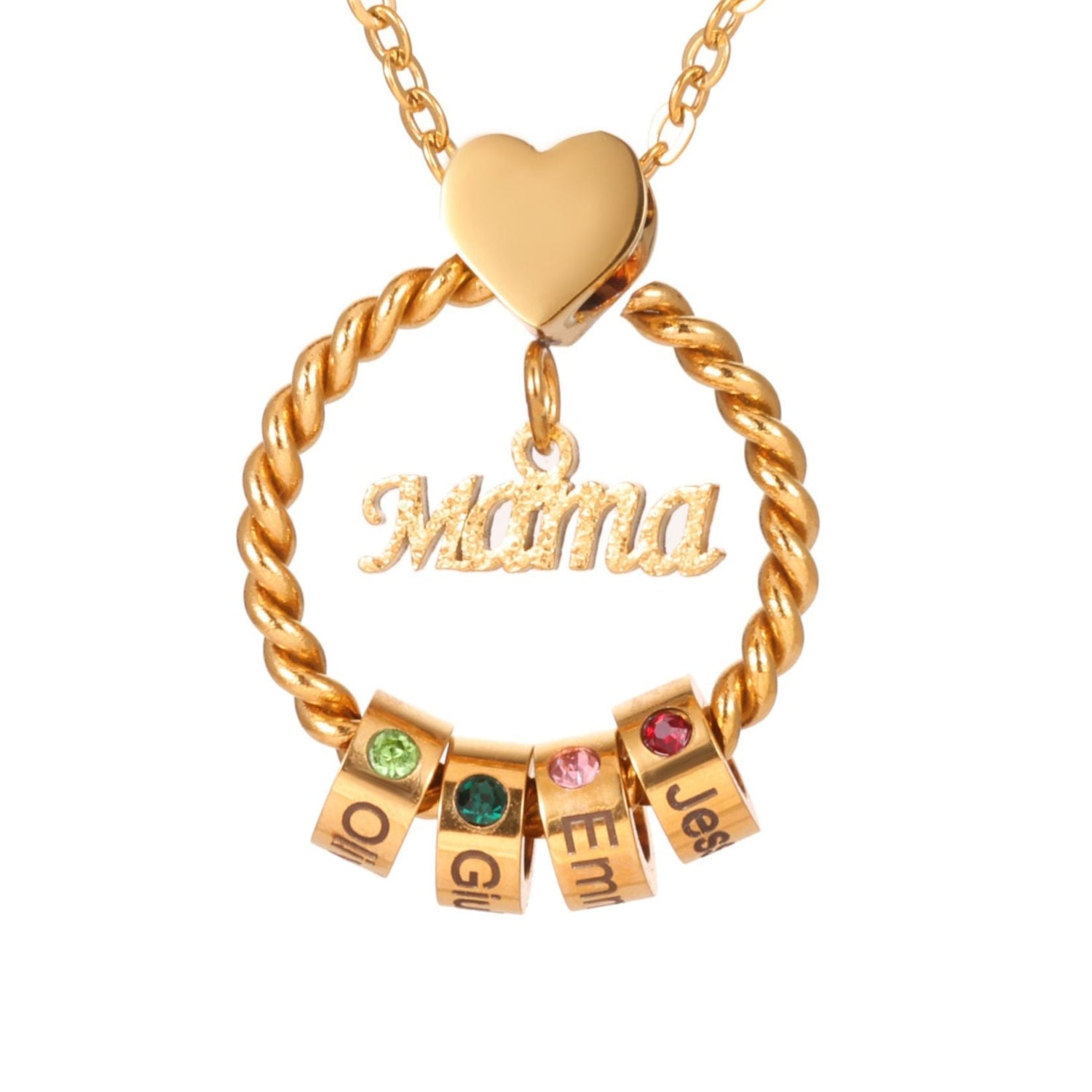Collier Maman Cercle des Liens Personnalisé Avec Pierres