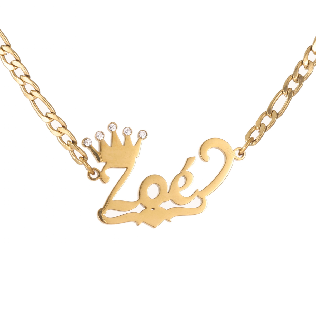 Collier Prénom Enfant Couronne & Demi-Cœur