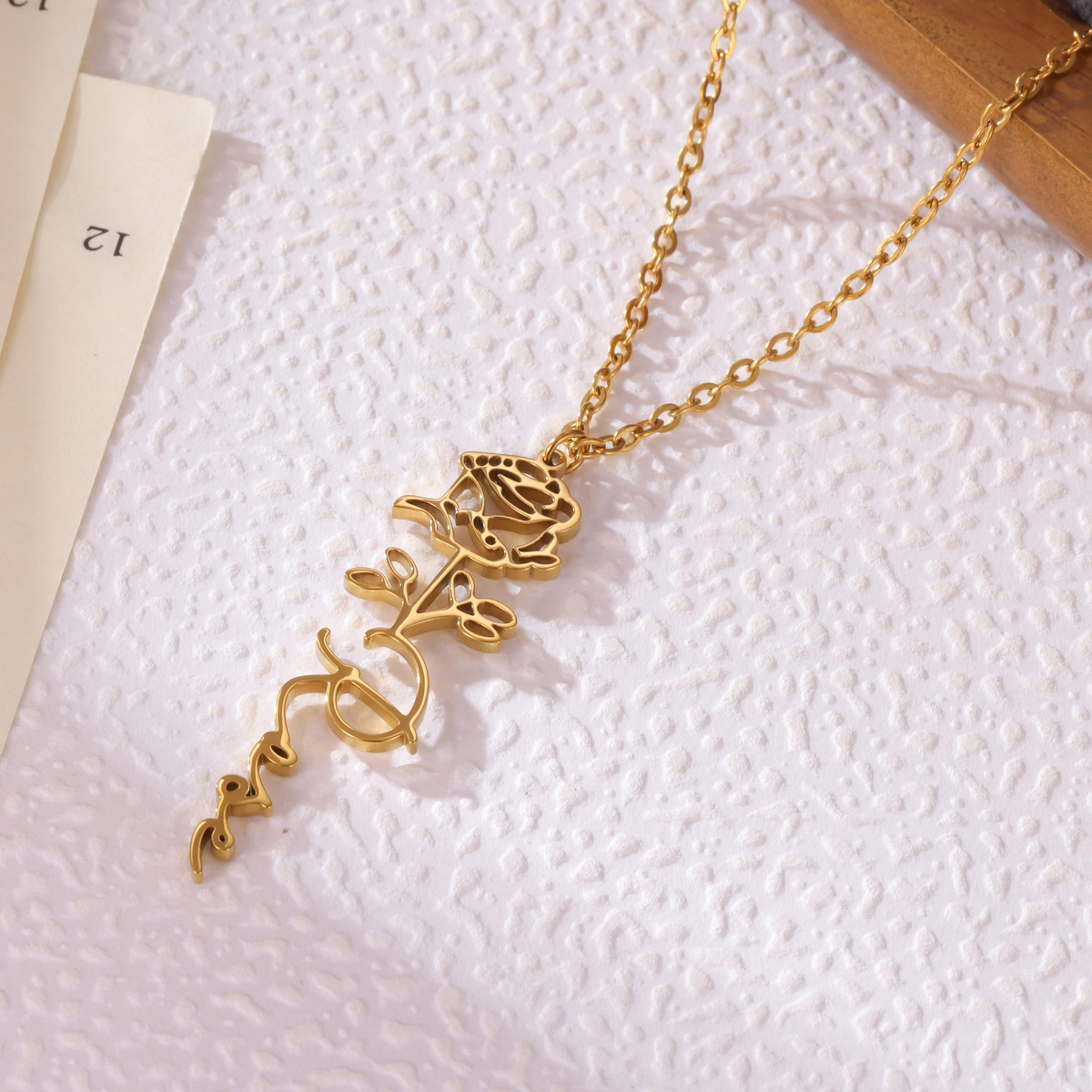 Collier Prénom Rose Enfant Personnalisé