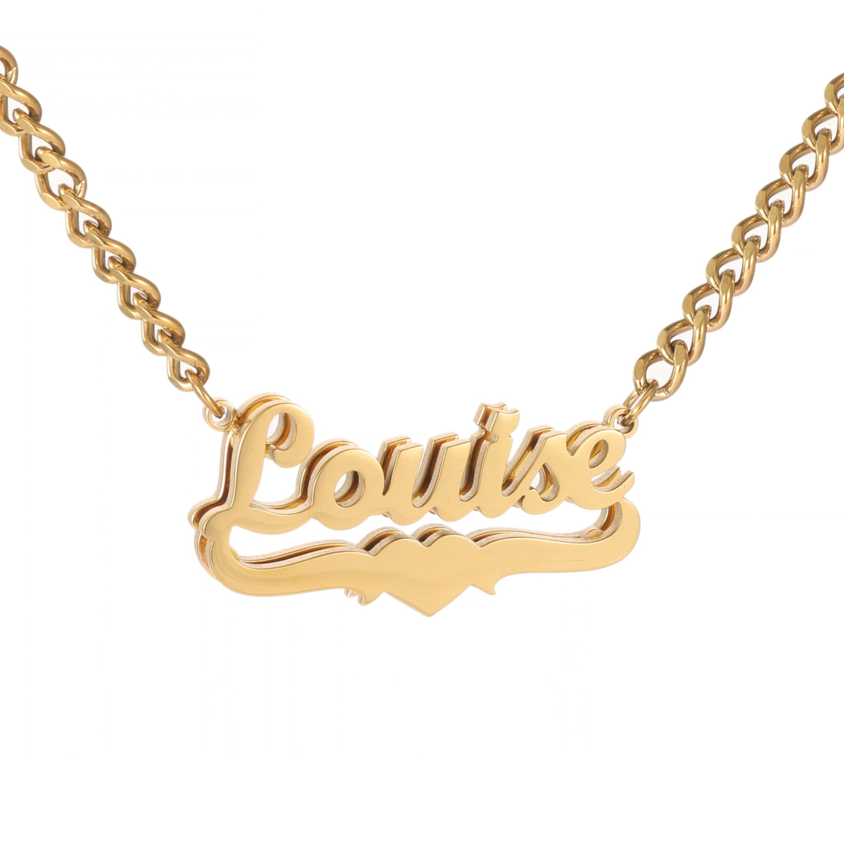 Collier Prénom Enfant Double Épaisseur avec Cœur
