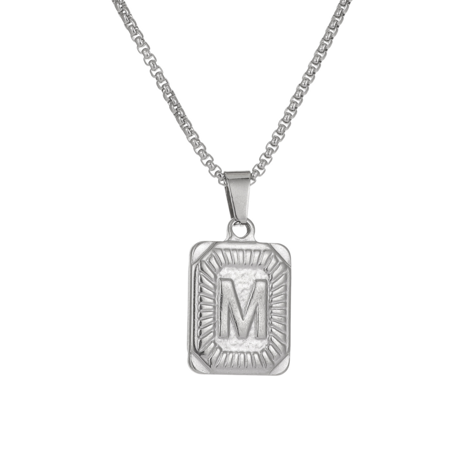 Collier Homme Pendentif Carré Initiale Personnalisée