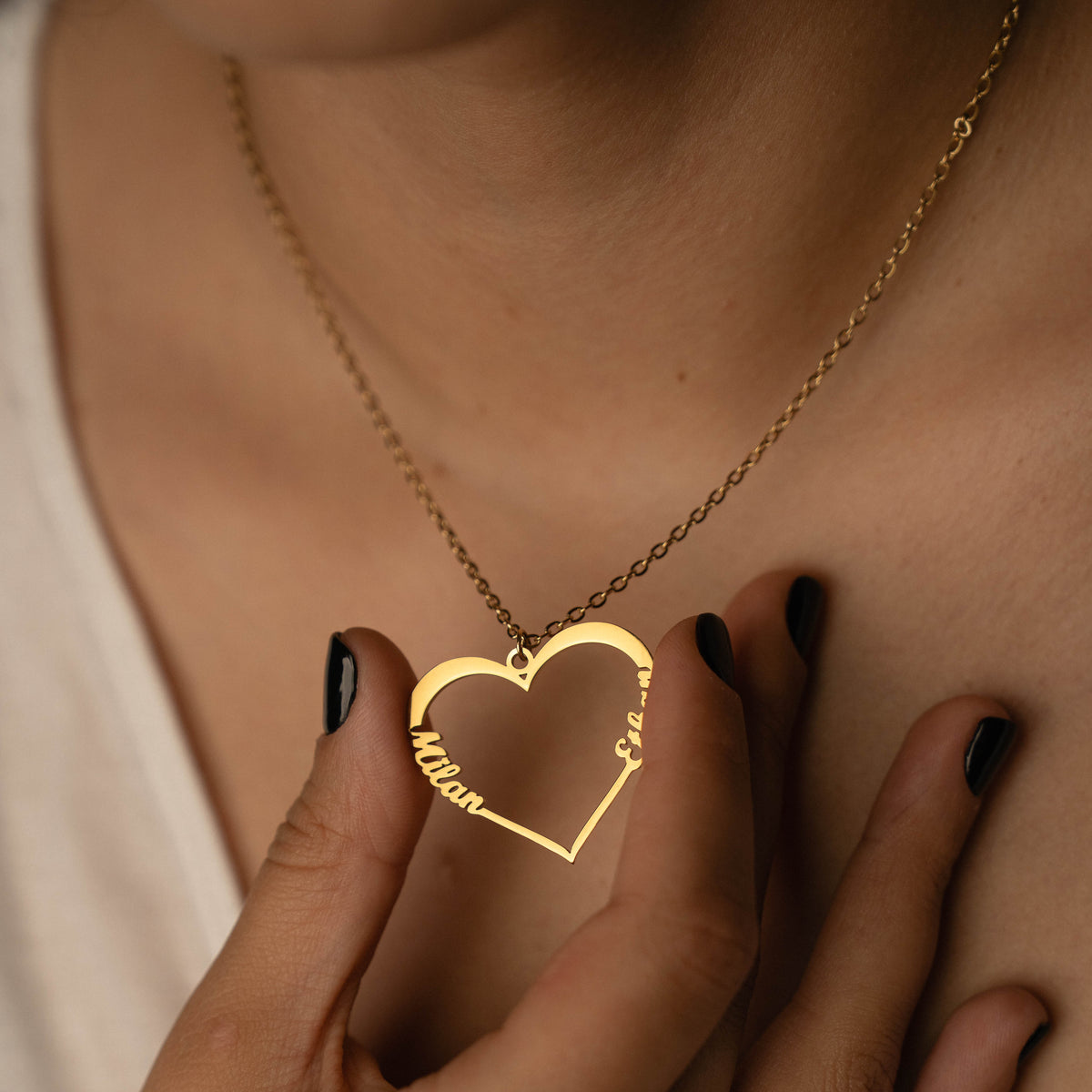 Collier Cœur Deux Prénoms Personnalisé