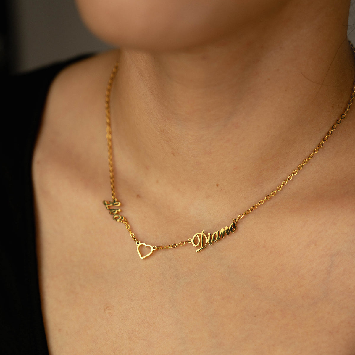 Collier Coeur & Prénoms Sautoir Personnalisé