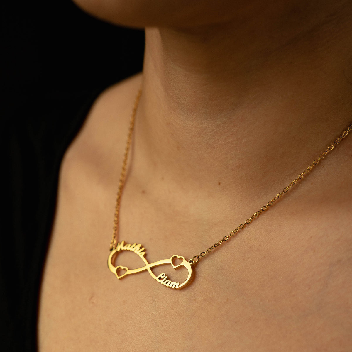 Collier Infini Double Cœur Personnalisé