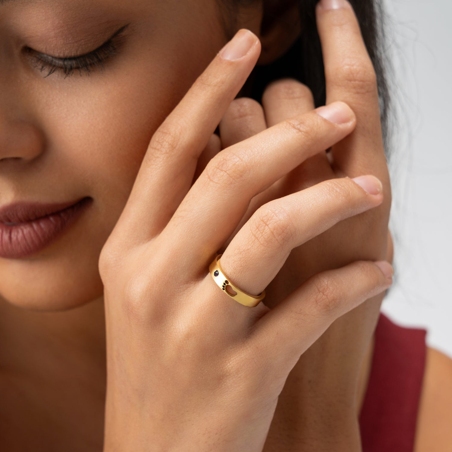Bague Gravée avec Prénom, Empreinte de Pied & Pierre de Naissance