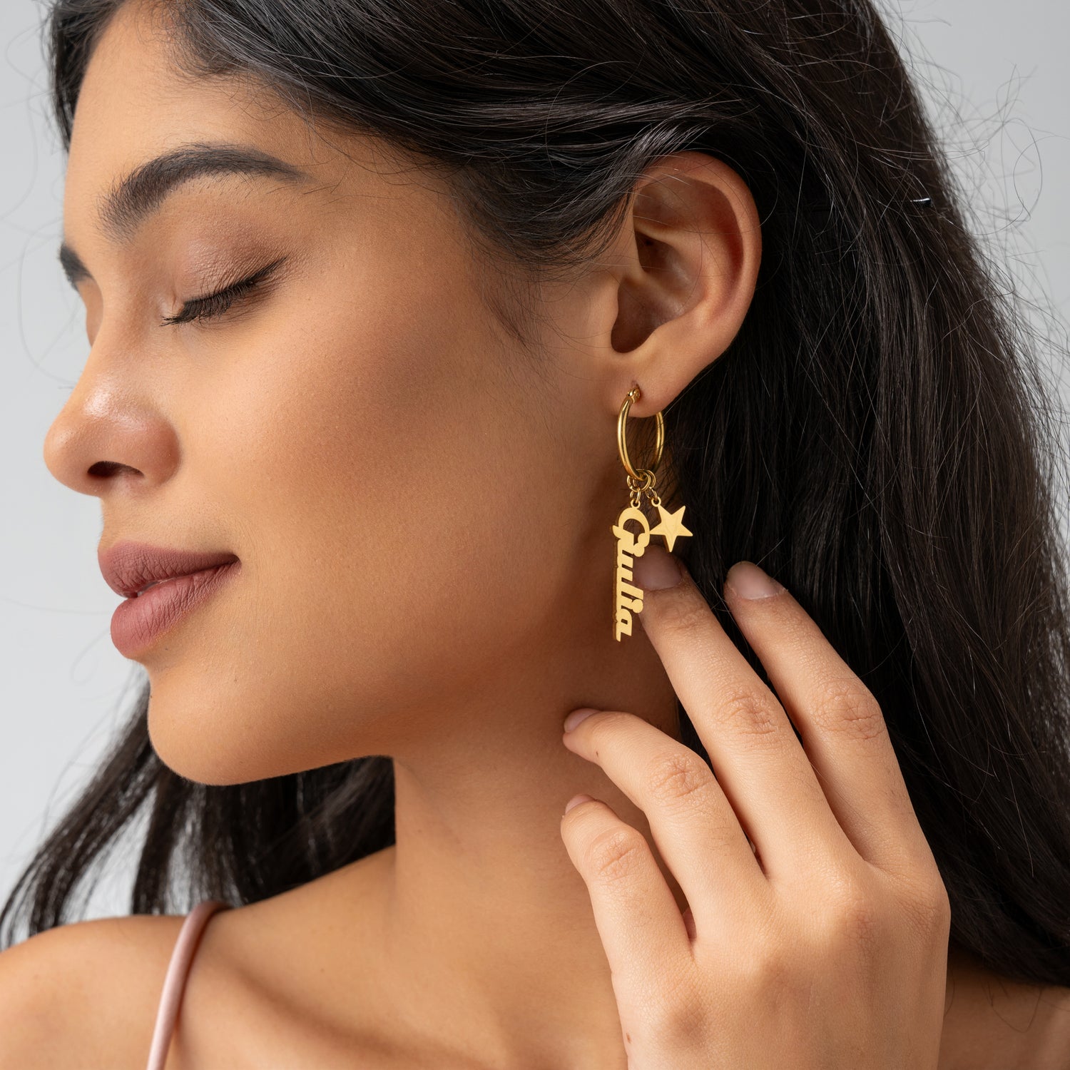 Boucles d’Oreilles Créoles Prénom avec Étoile