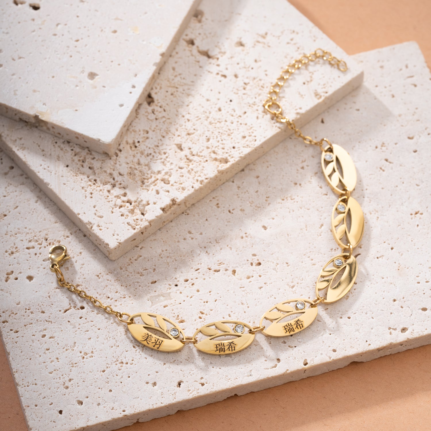Bracelet Personnalisé à Feuilles Multiples En Japonais