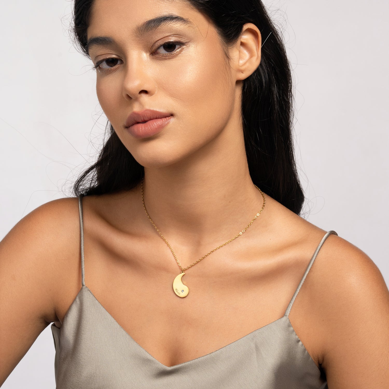 Double Pendentif Prénom Ying Yang avec Pierre de Naissance