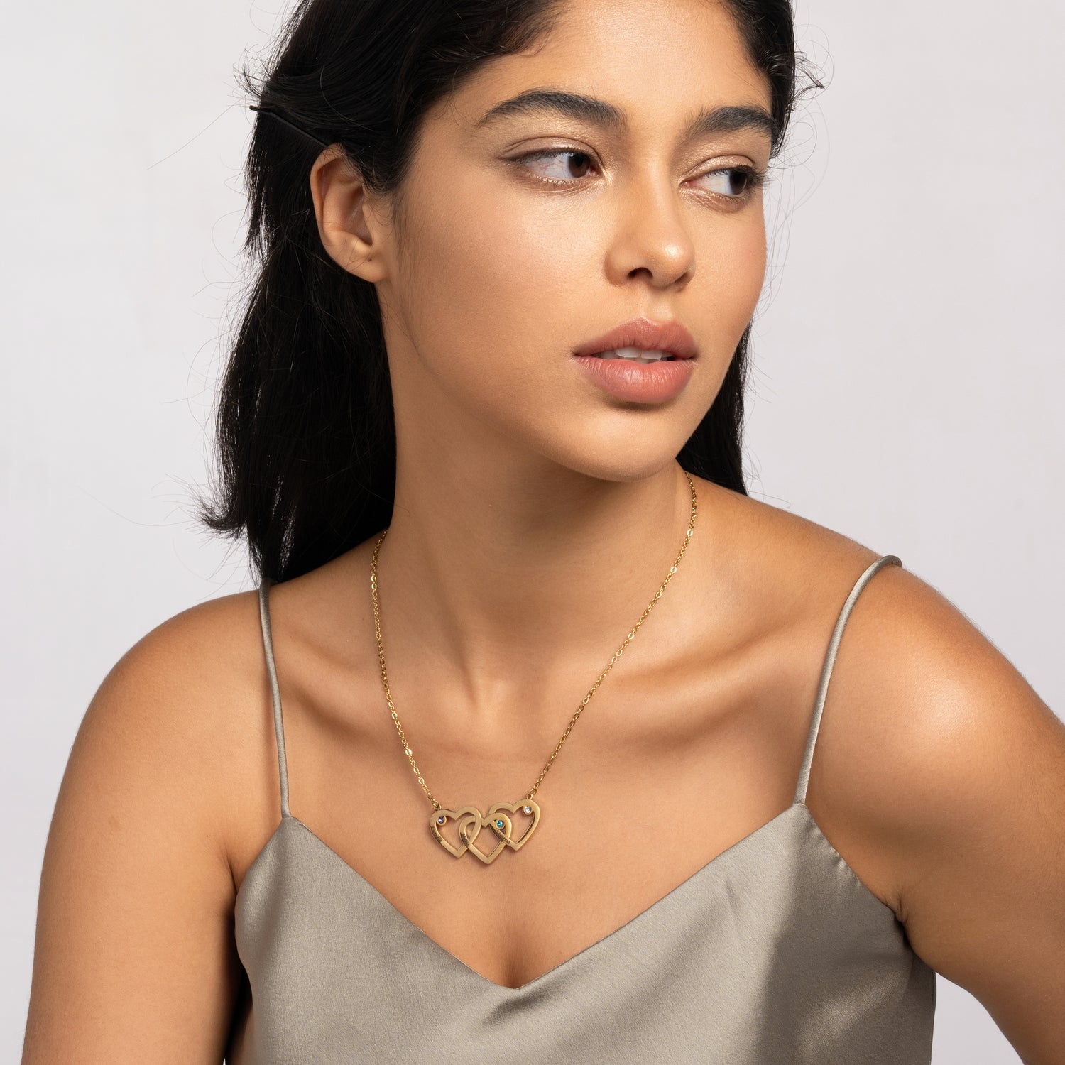 Collier Coeur Triple Personnalisé et Pierre de Naissance