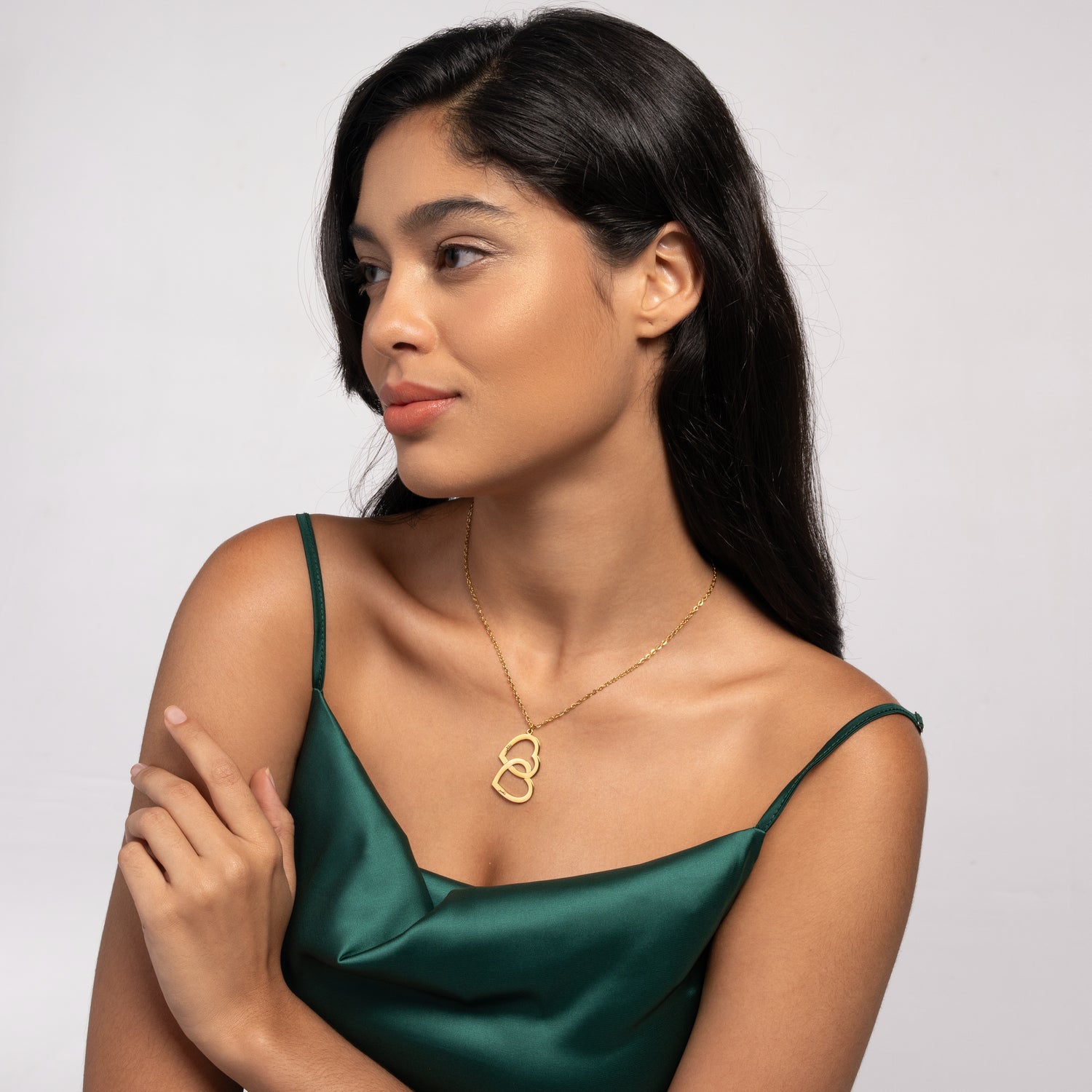 Collier Double Coeur Personnalisé Deux Prénoms En Arabe