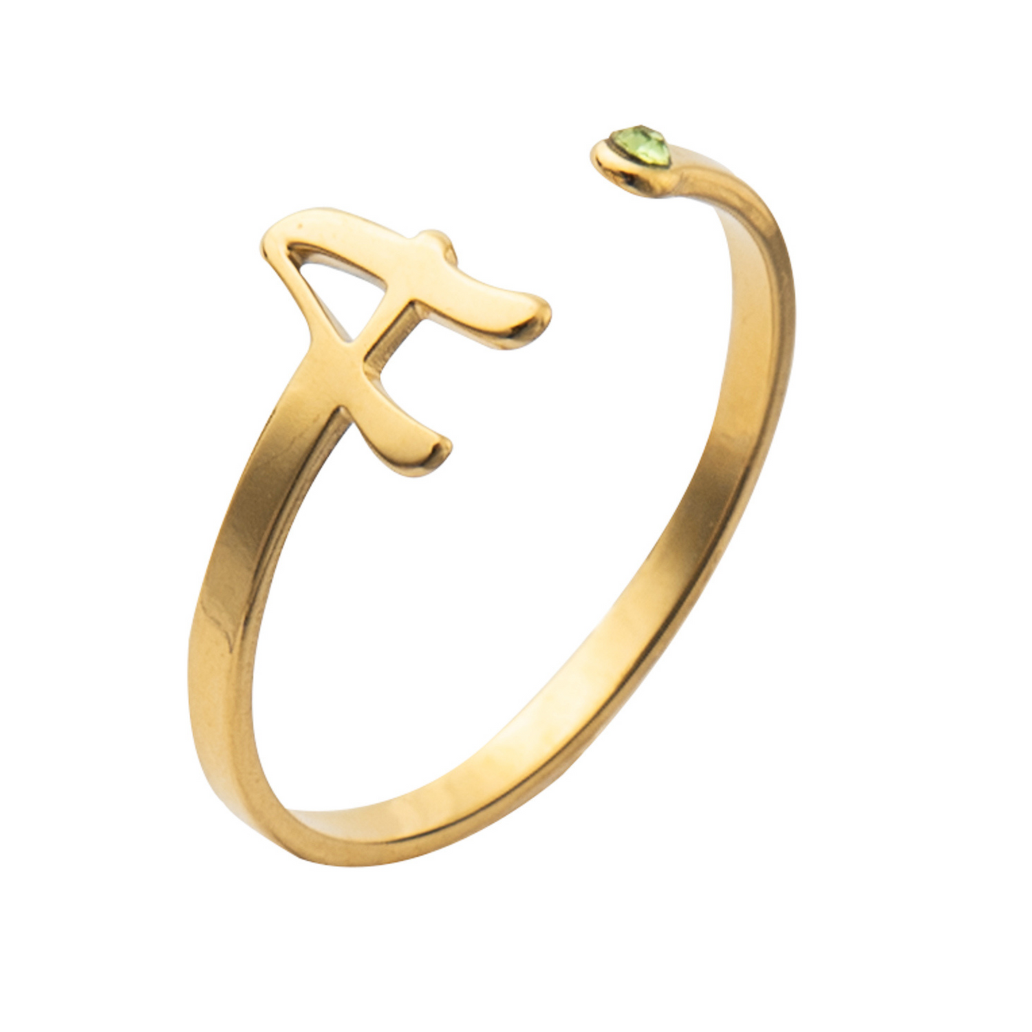 Bague Personnalisée Initiale Ouverte avec Pierre de Naissance